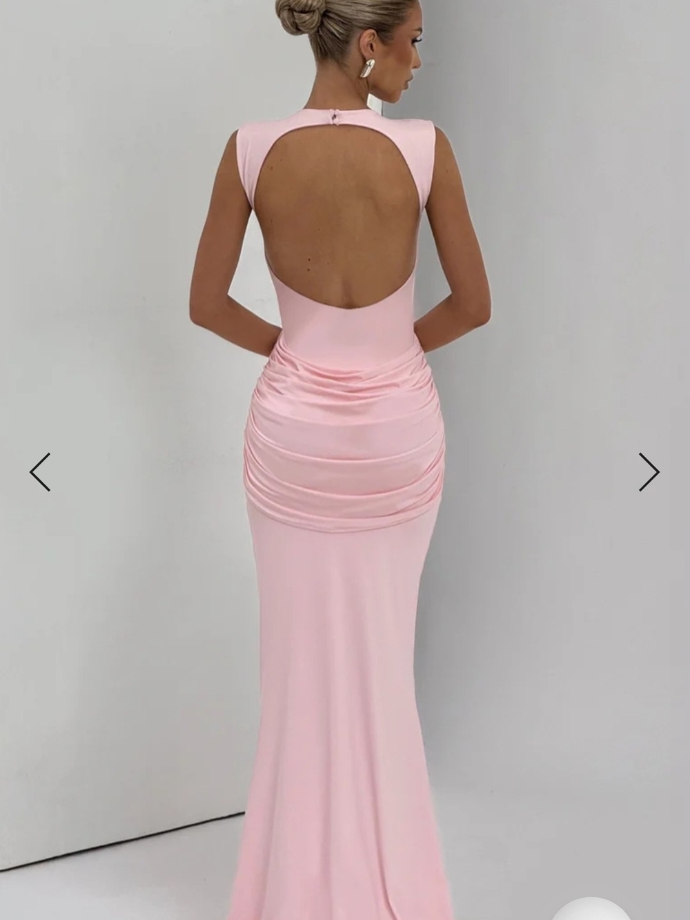 Backless Pink Ruched Evening Gown